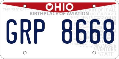 OH license plate GRP8668