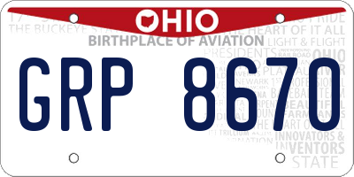 OH license plate GRP8670