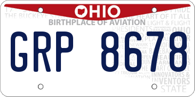 OH license plate GRP8678