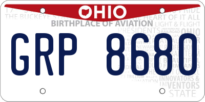 OH license plate GRP8680