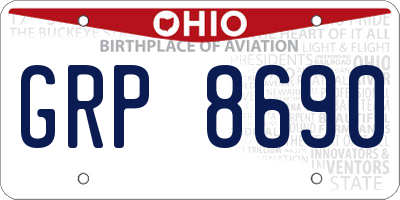 OH license plate GRP8690