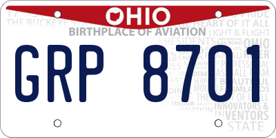 OH license plate GRP8701
