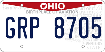 OH license plate GRP8705