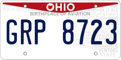 OH license plate GRP8723