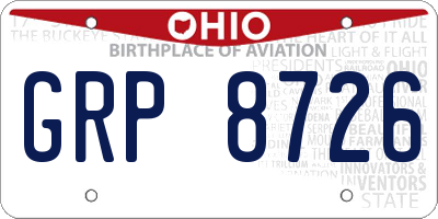 OH license plate GRP8726