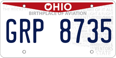 OH license plate GRP8735