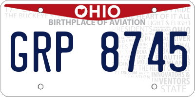 OH license plate GRP8745