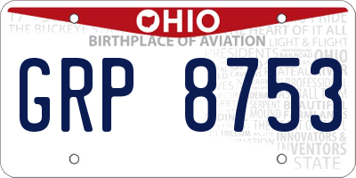 OH license plate GRP8753