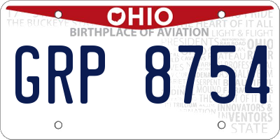 OH license plate GRP8754