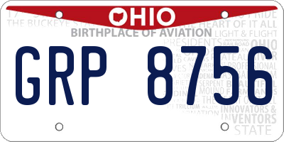 OH license plate GRP8756