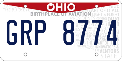 OH license plate GRP8774