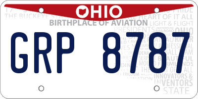 OH license plate GRP8787