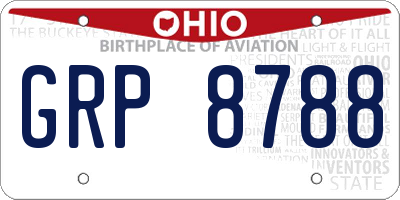 OH license plate GRP8788