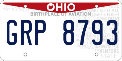 OH license plate GRP8793