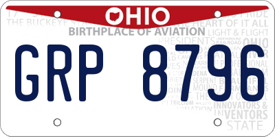 OH license plate GRP8796