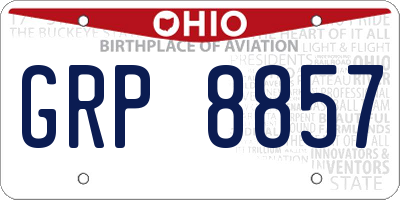 OH license plate GRP8857