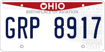 OH license plate GRP8917