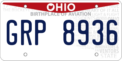 OH license plate GRP8936