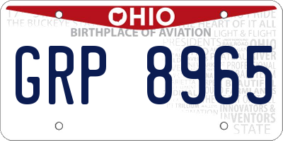OH license plate GRP8965