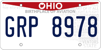 OH license plate GRP8978
