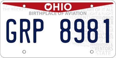 OH license plate GRP8981