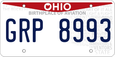 OH license plate GRP8993