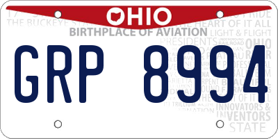 OH license plate GRP8994