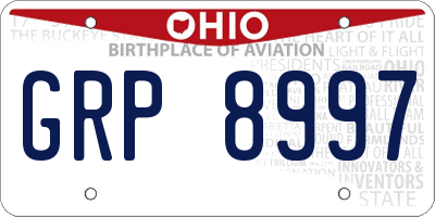 OH license plate GRP8997