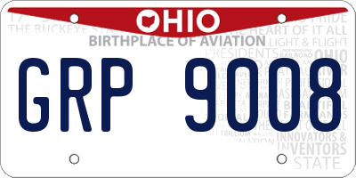 OH license plate GRP9008