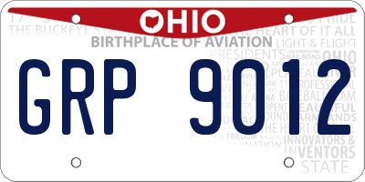 OH license plate GRP9012