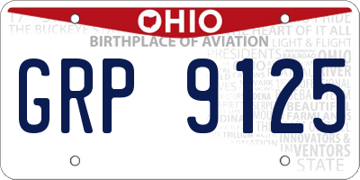 OH license plate GRP9125