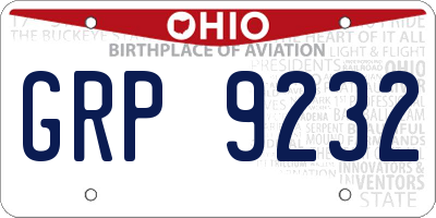 OH license plate GRP9232