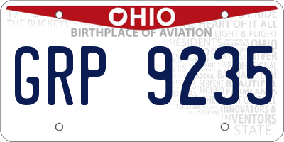 OH license plate GRP9235
