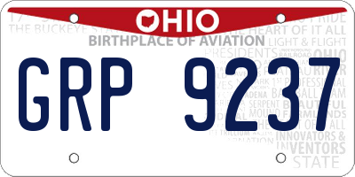 OH license plate GRP9237