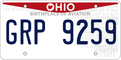 OH license plate GRP9259