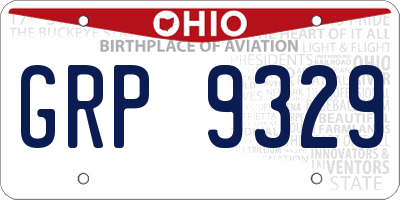 OH license plate GRP9329