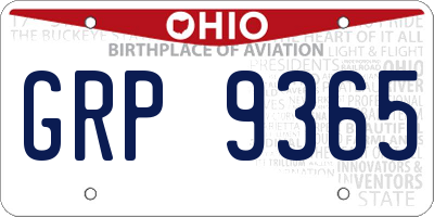 OH license plate GRP9365