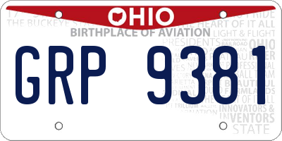 OH license plate GRP9381
