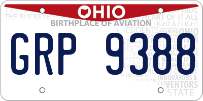 OH license plate GRP9388