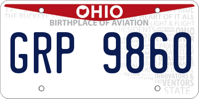 OH license plate GRP9860
