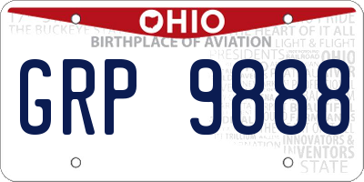 OH license plate GRP9888