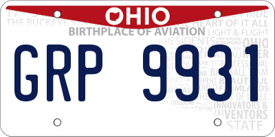 OH license plate GRP9931