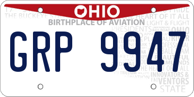 OH license plate GRP9947