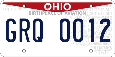 OH license plate GRQ0012