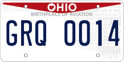 OH license plate GRQ0014