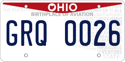 OH license plate GRQ0026
