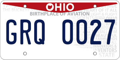 OH license plate GRQ0027