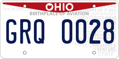OH license plate GRQ0028