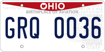 OH license plate GRQ0036