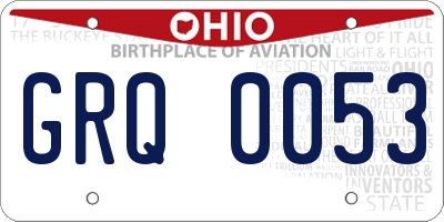 OH license plate GRQ0053